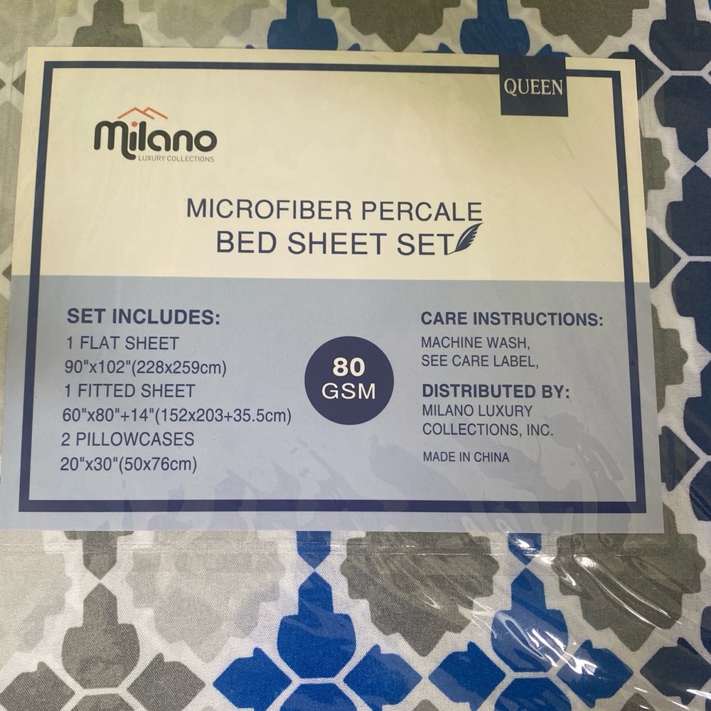 Milano LUXURY COLLECTIONS MICROFIBER PERCALE QUEEN BED SHEET SET